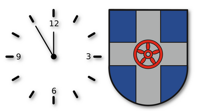 Uhr und Wappen der Stadt Geseke