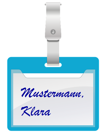 Namensschild "Mustermann, Klara"