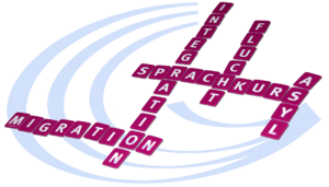 Buchstabenpuzzle mit integrationspolitischen Begriffen