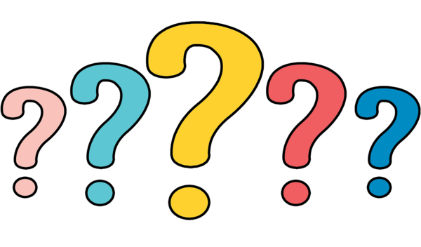 Fünf farbige Fragezeichen