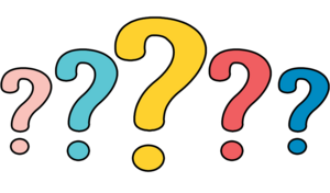 Fünf farbige Fragezeichen