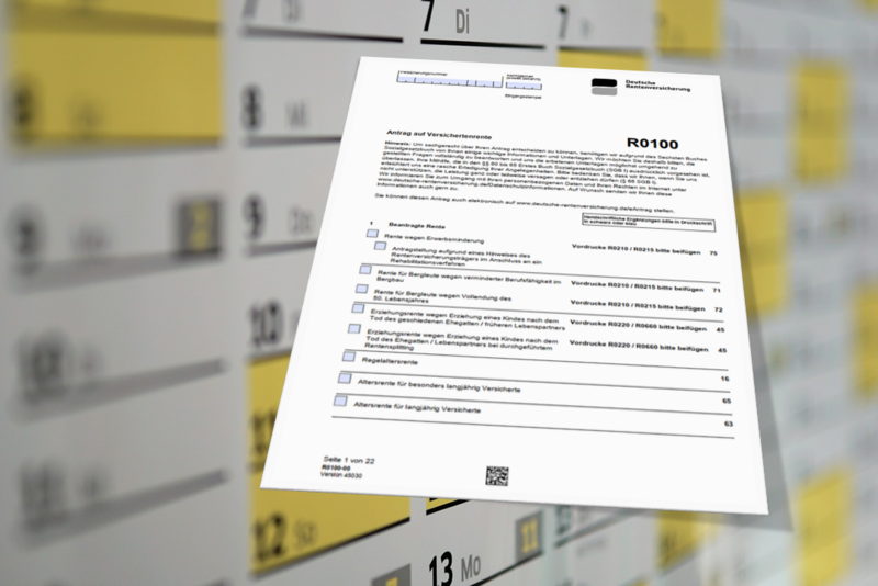 Rentenantrag und Kalender
