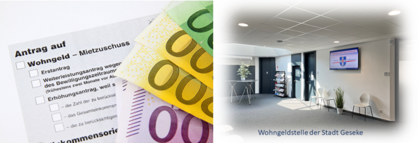 Wohngeldantrag und Geldscheine, Altes Rathaus