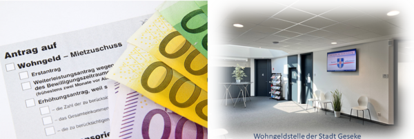 Wohngeldantrag und Geldscheine, Altes Rathaus