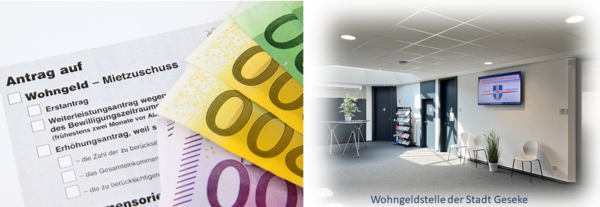 Wohngeldantrag und Geldscheine, Altes Rathaus