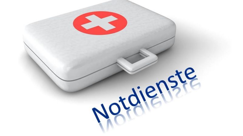 Arztkoffer und Schriftzug "Notdienste"