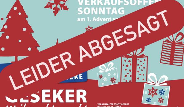 Plakat Weihnachtsmarkt mit einem roten Balken LEIDER ABGESAGT
