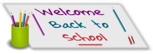 Schild mit der Aufschrift "Welcome back to school!"
